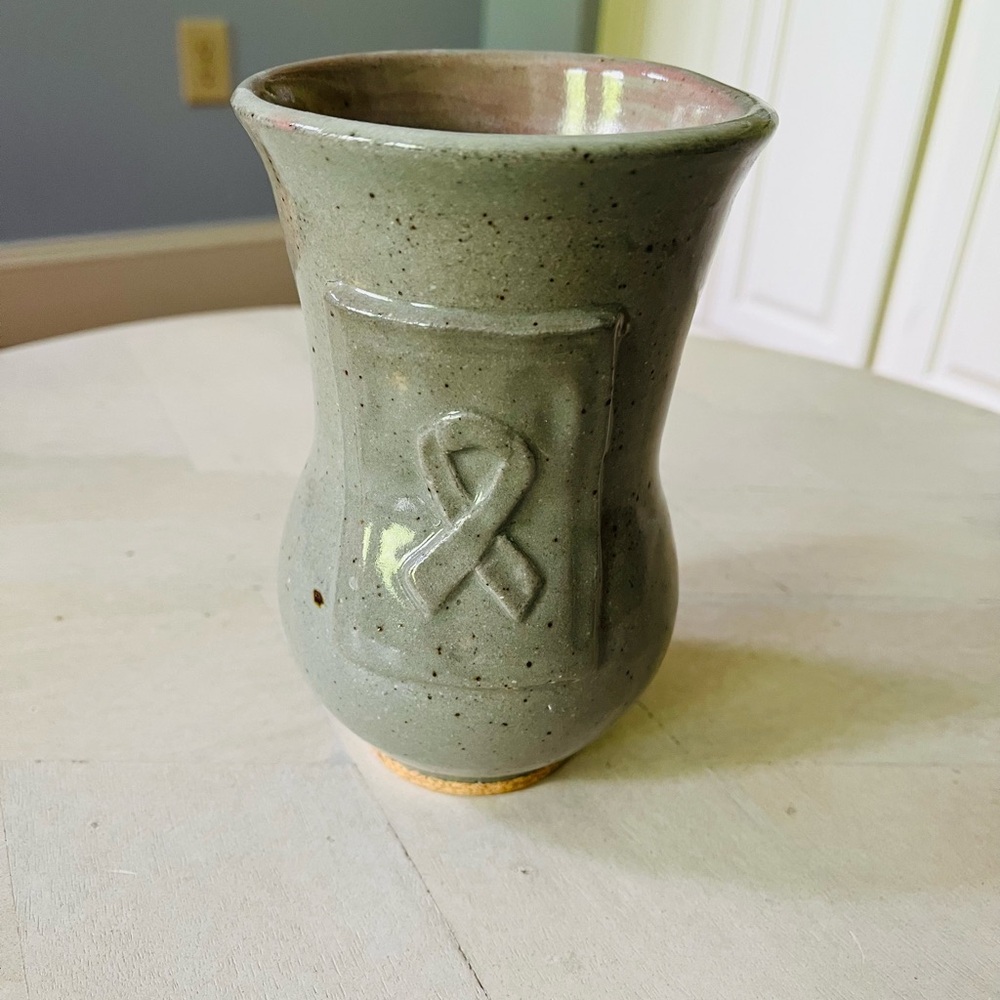 Flower Vase Made by Mud Dabbers Pottery for Breast Cancer Awareness 🎀